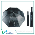 3 fold custom silkscreen print balck folding bottle umbrella